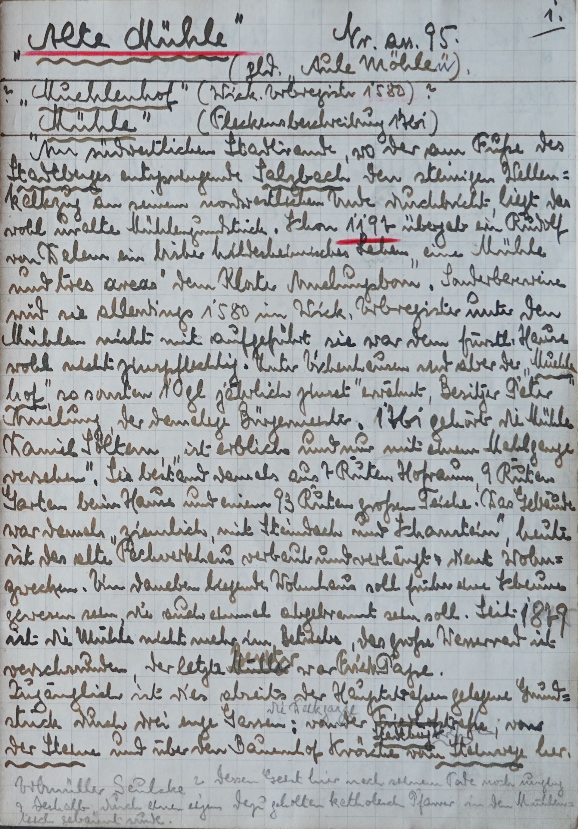 Erste Seite des ersten Heftes über Eschershäuser Flurnamen von Carl Kaese 1940